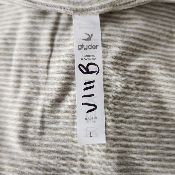 Glyder Simplicity Polo Linen Cream grey Stripe Limitless Movement Size Large - Picture 6 of 10